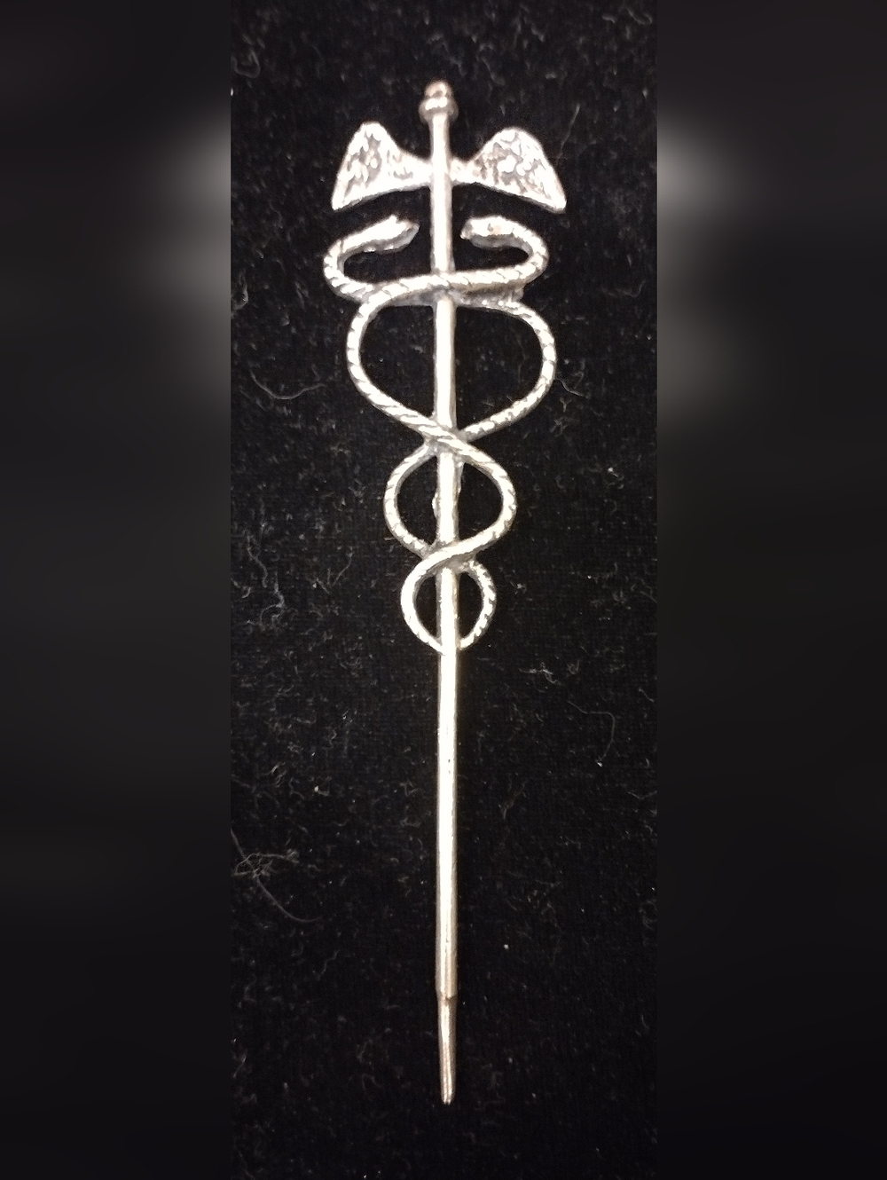 Brass Caduceus Hair Pin, 6" Long